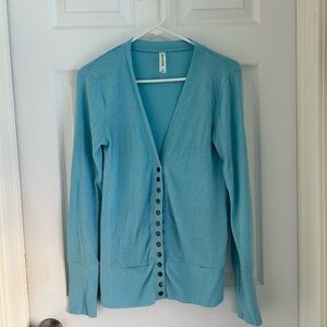 Zenana Outfitters cardigan button up v neck blue